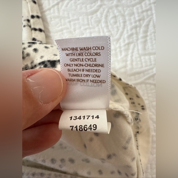 Pure Jill Print Easy Tee Women's Short Slv Cream Black 100% Cotton Sz L Comfort - Picture 8 of 10